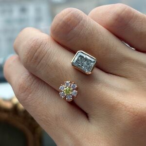 Moving Sale 🌟 Rose Gold Plated Flower Square Stone Open Ring
